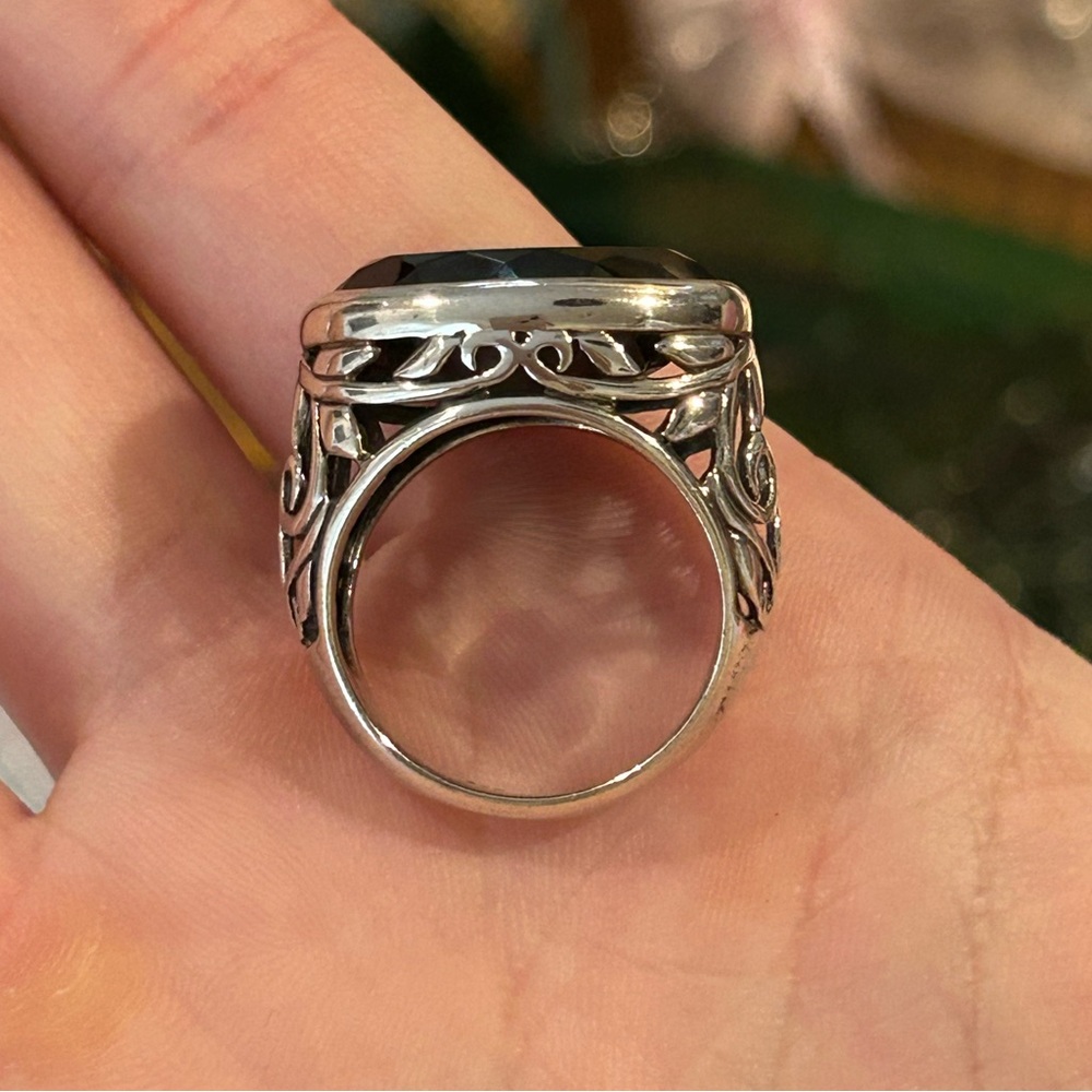 Silpada Ring Size 7 Black Oval Chalcedony Gemstone 925 Sterling Silver Indonesia - Picture 10 of 14